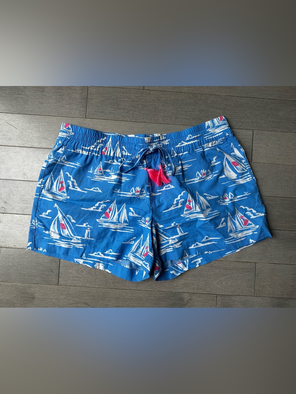 Womens Vineyard Vines Blue Ocean Sailboat Coastal Summer Pull On Shorts Casual M